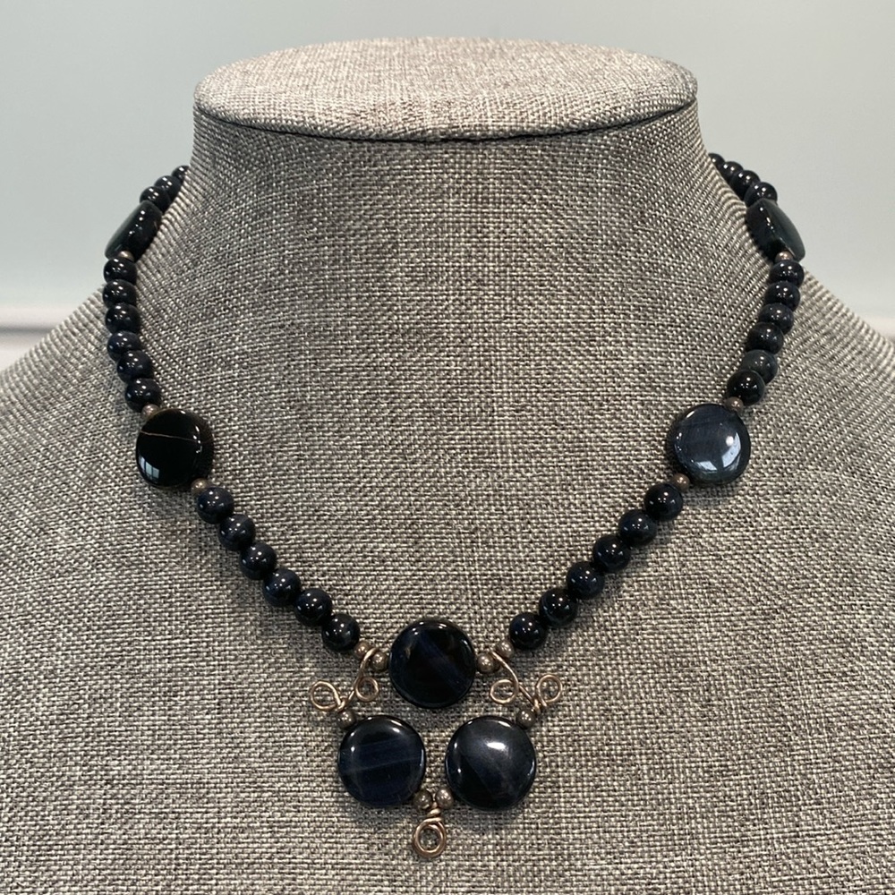 Vtg Genuine Black Onyx Necklace